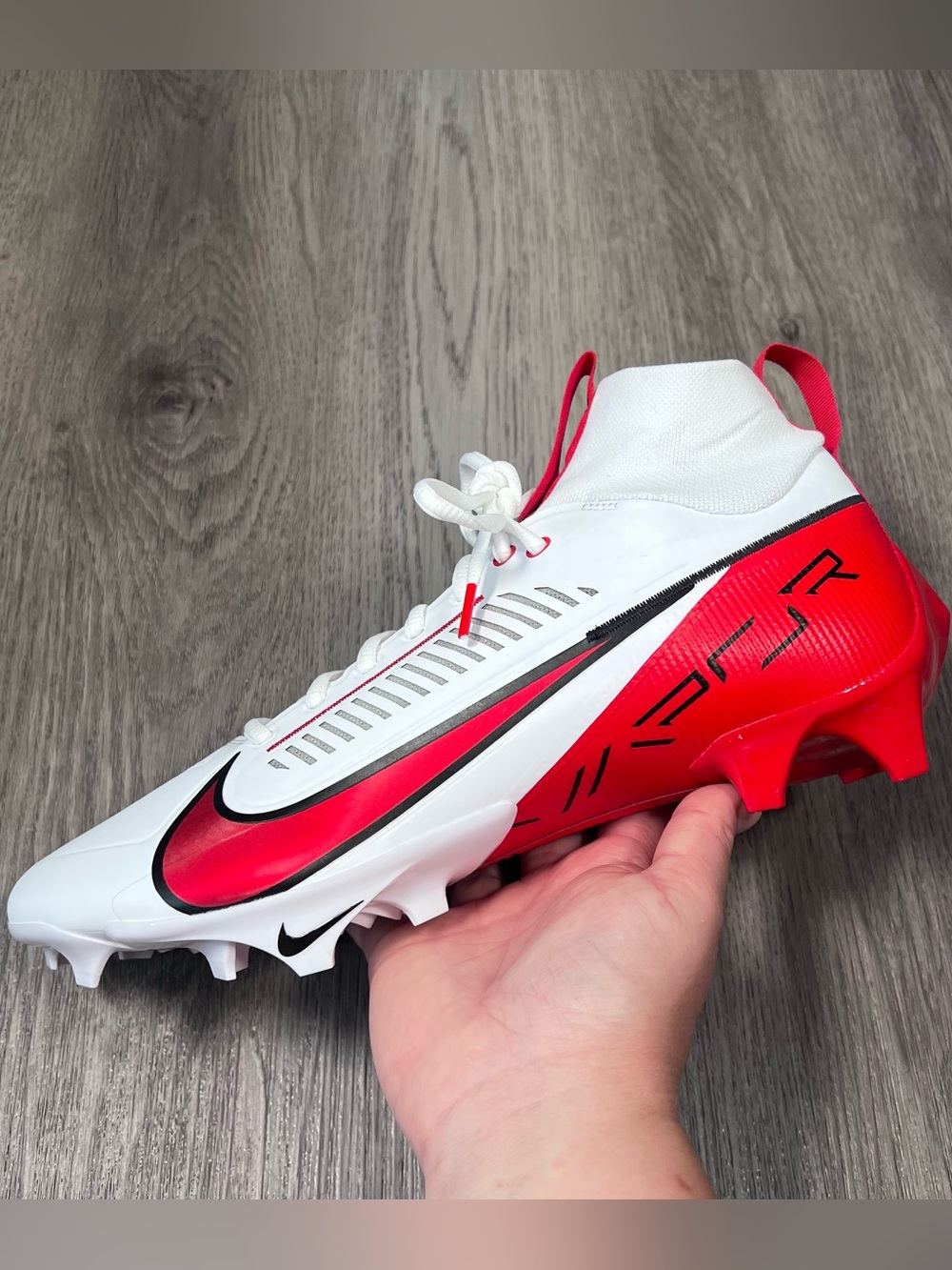 Nike‎ Vapor Edge Pro 360 2 White/Red Football Cleats Mens Size 12.5 FN7759-108